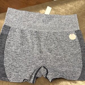 Pink Seamless Heathered Gray High-Waist Workout Shorts
